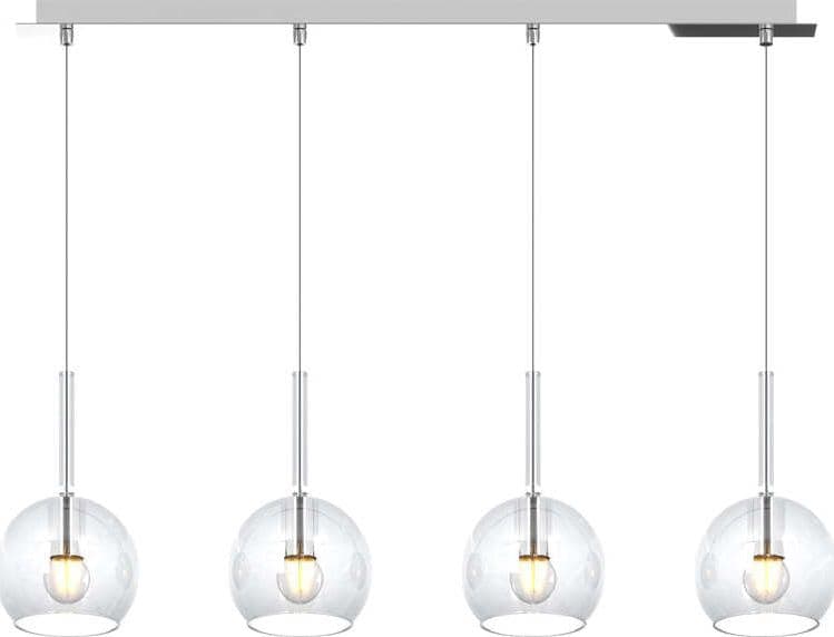 Sospensione-Contemp.-Rosone-Rett.-Future-Metallo-Cromo-Vetro-Trasp.-4-Luci-E27