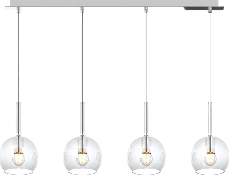 Sospensione-Contemp.-Rosone-Rett.-Future-Metallo-Cromo-Vetro-Trasp.-4-Luci-E27