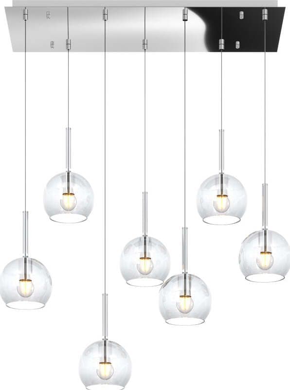 Sospensione-Contemp.-Rosone-Rett.-Future-Metallo-Cromo-Vetro-Trasp.-7-Luci-E27