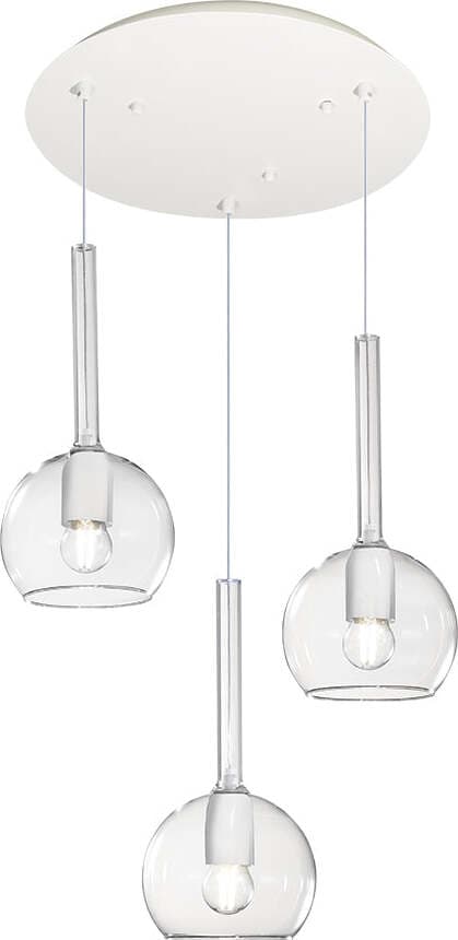 Sospensione-Contemp.-Rosone-Tondo-Future-Met.-Bianco-Vetro-Trasp.-3-Luci-E27