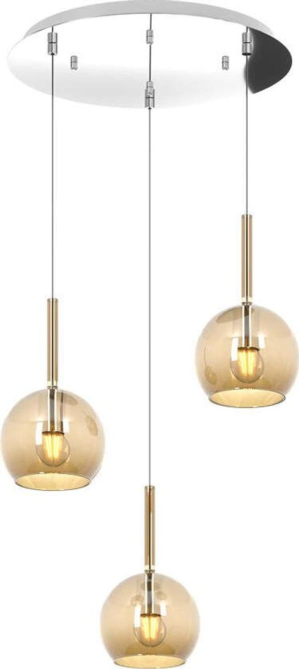 Sospensione-Contemp.-Rosone-Tondo-Future-Met.-Cromo-Vetro-Ambra-3-Luci-E27-D42Cm