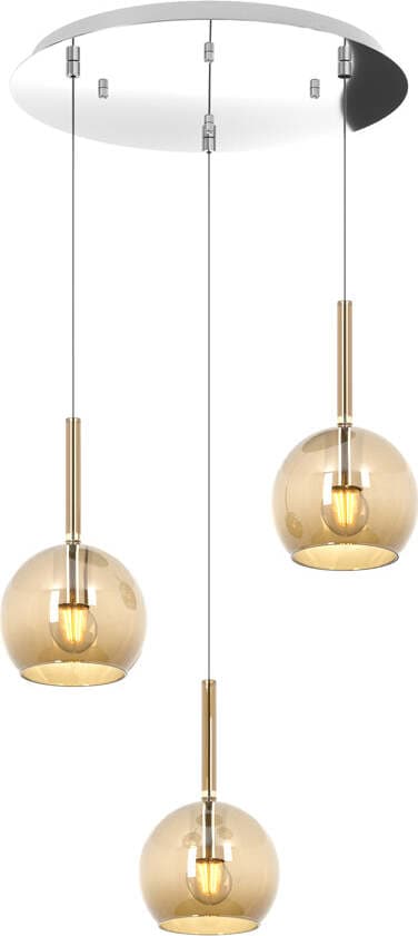 Sospensione-Contemp.-Rosone-Tondo-Future-Met.-Cromo-Vetro-Ambra-3-Luci-E27-D42Cm