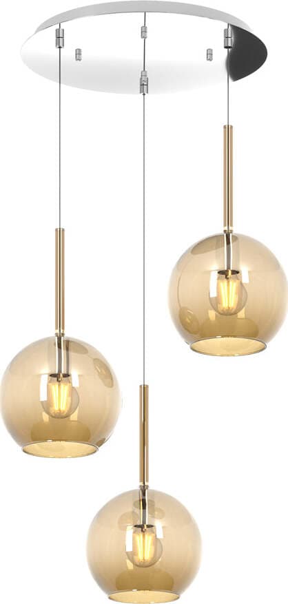 Sospensione-Contemp.-Rosone-Tondo-Future-Met.-Cromo-Vetro-Ambra-3-Luci-E27-D47Cm