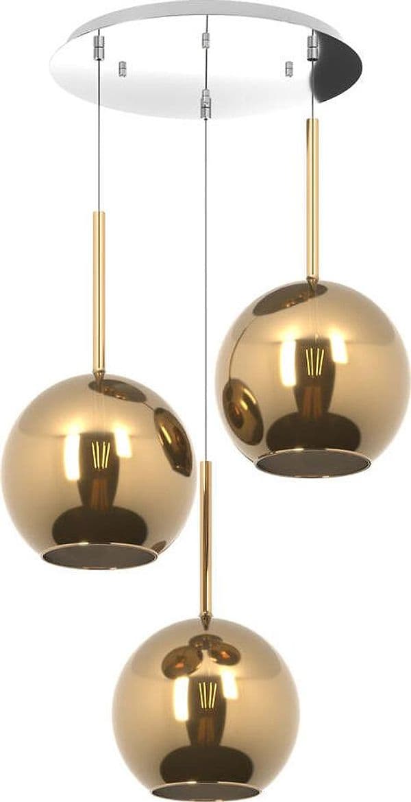 Sospensione-Contemp.-Rosone-Tondo-Future-Met.-Cromo-Vetro-Oro-3-Luci-E27-D52Cm