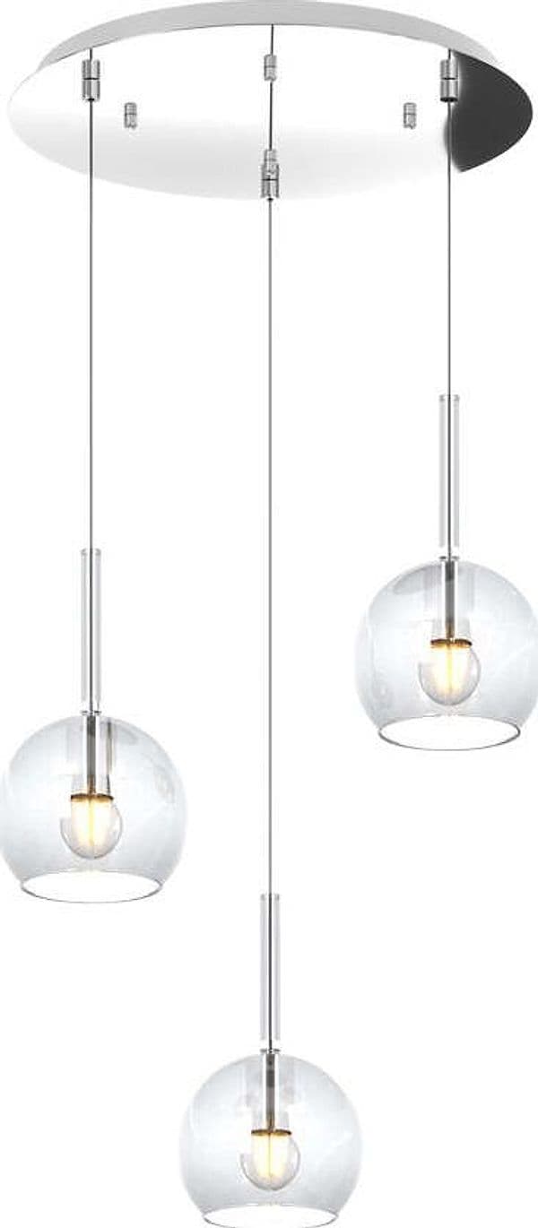 Sospensione-Contemp.-Rosone-Tondo-Future-Met.-Cromo-Vetro-Trasp.-3-Luci-E27-42Cm