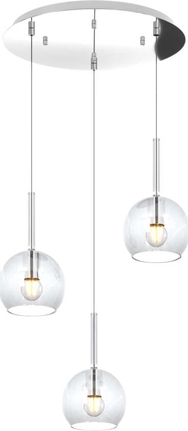 Sospensione-Contemp.-Rosone-Tondo-Future-Met.-Cromo-Vetro-Trasp.-3-Luci-E27-42Cm