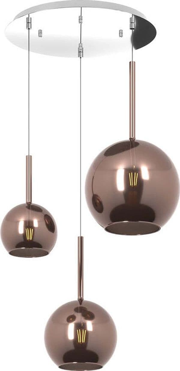 Sospensione-Contemp.-Rosone-Tondo-Future-Metallo-Cromo-Vetro-Rame-3-Luci-E27