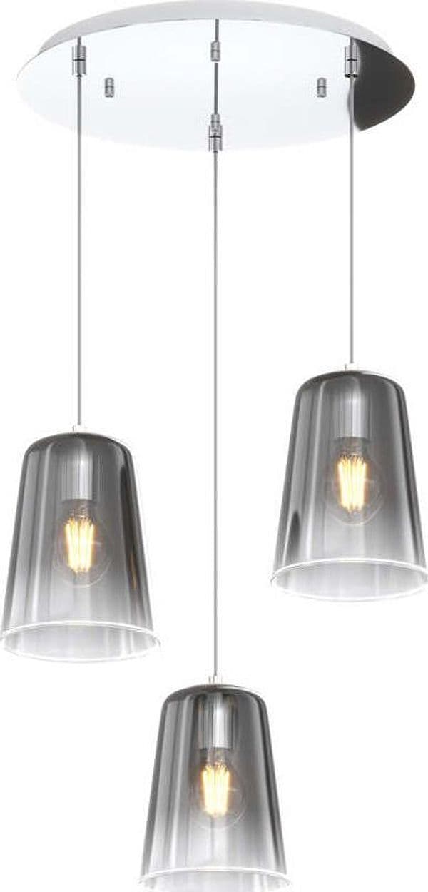 Sospensione-Contemp.-Rosone-Tondo-Shaded-Metallo-E-Vetro-Cromo-3-Luci-E27