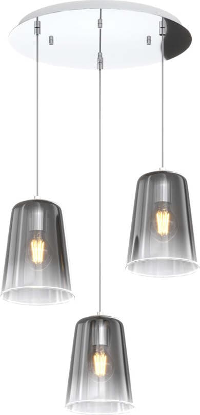 Sospensione-Contemp.-Rosone-Tondo-Shaded-Metallo-E-Vetro-Cromo-3-Luci-E27