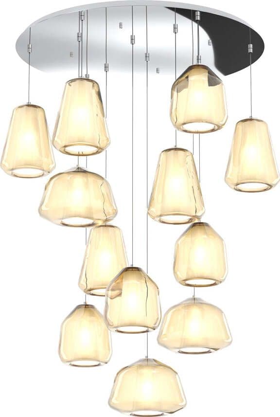 Sospensione-Contemp-Tonda-Double-Skin-Metallo-Cromo-Vetro-Mix-Ambra-12-Luci-E27