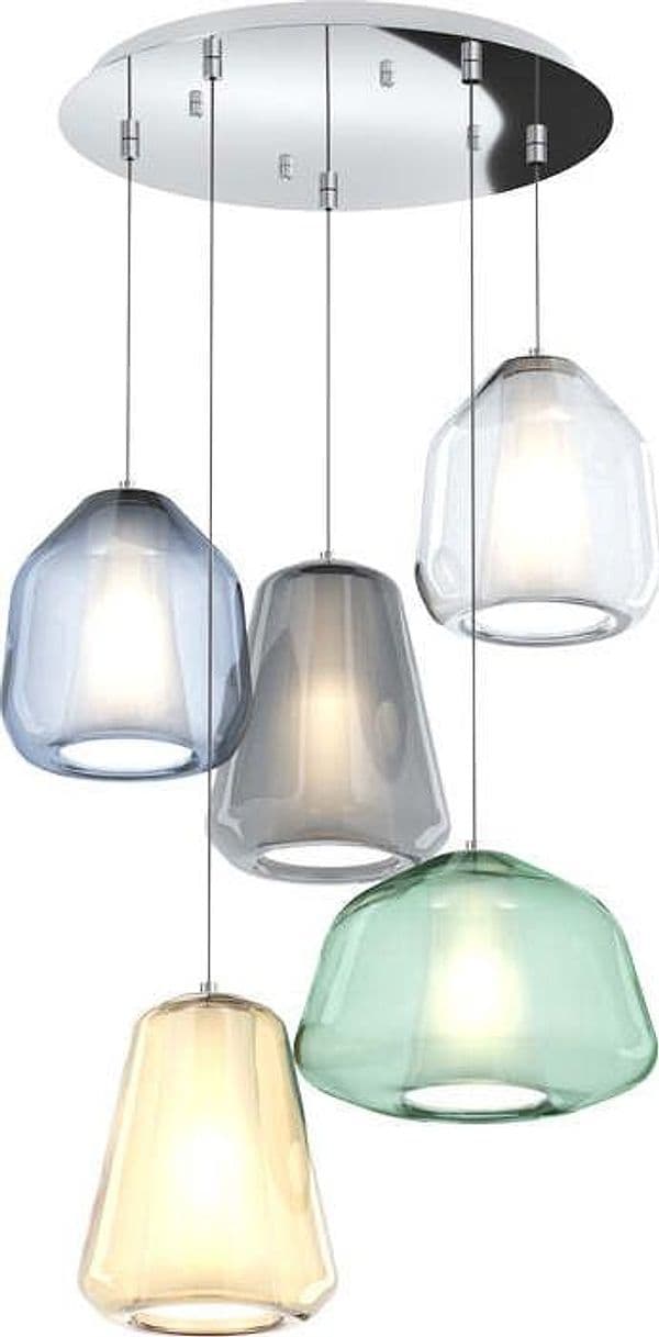 Sospensione-Contemp-Tonda-Double-Skin-Metallo-Cromo-Vetro-Mix-Multicolor-5-Luci