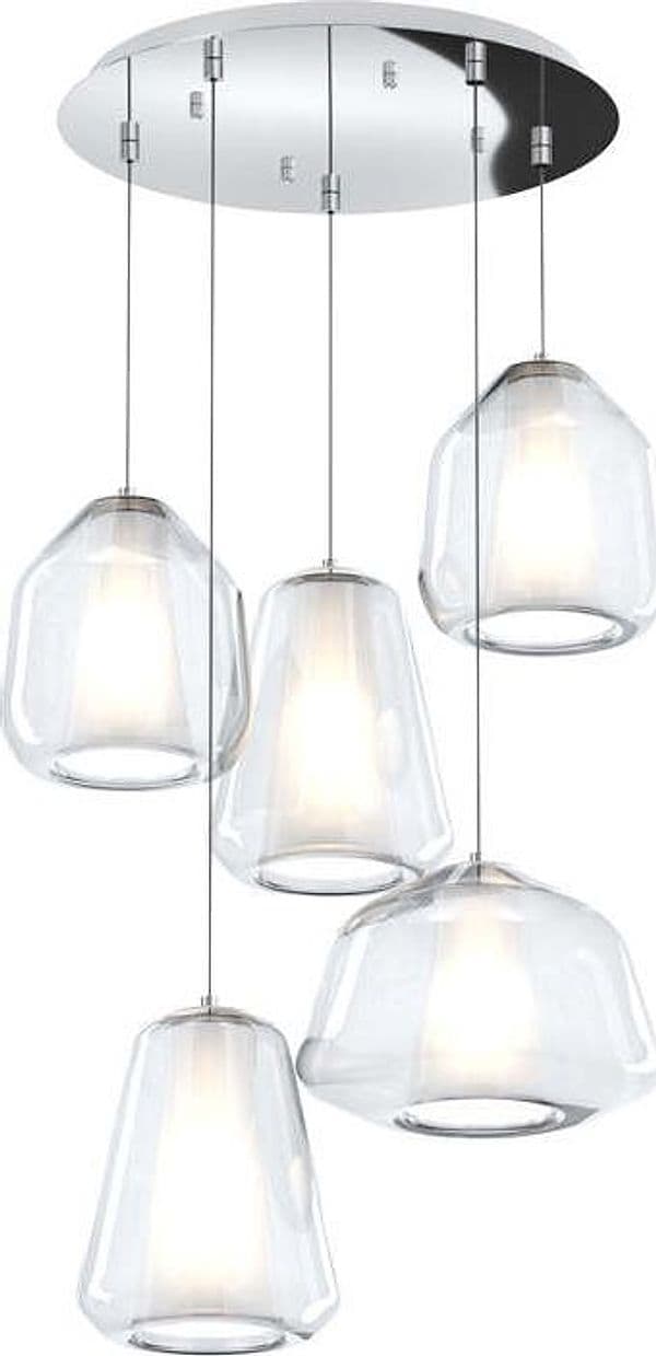Sospensione-Contemp-Tonda-Double-Skin-Metallo-Cromo-Vetro-Mix-Trasp-5-Luci-E27