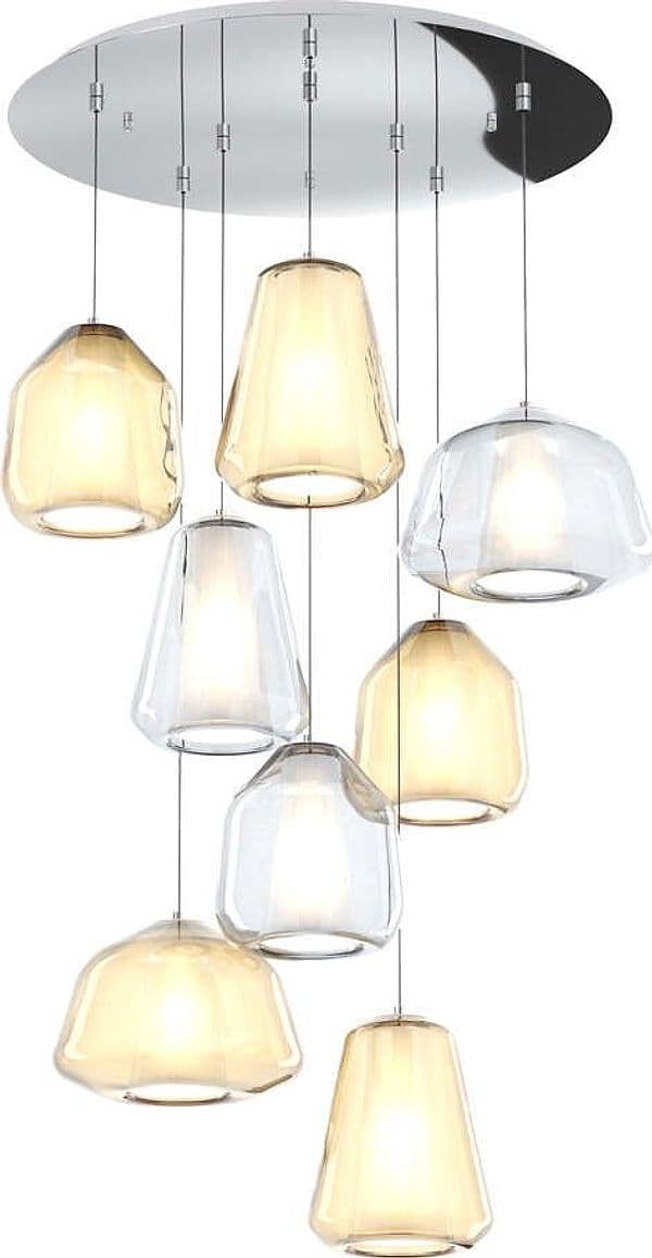 Sospensione-Contemp-Tonda-Double-Skin-Metallo-Cromo-Vetro-Mix-Trasp-Ambra-8-Luci