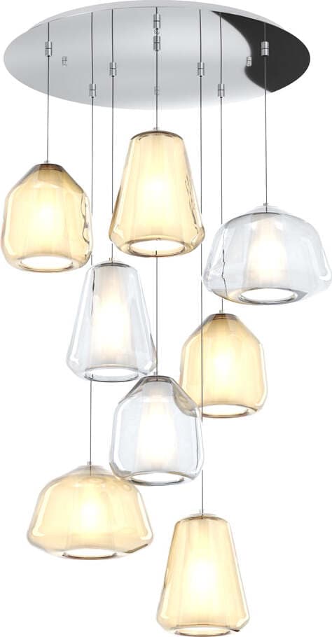 Sospensione-Contemp-Tonda-Double-Skin-Metallo-Cromo-Vetro-Mix-Trasp-Ambra-8-Luci
