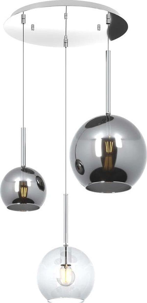 Sospensione-Contemp.-Tonda-Future-Metallo-Cromo-Vetro-Trasp.-E-Cromo-3-Luci-E27