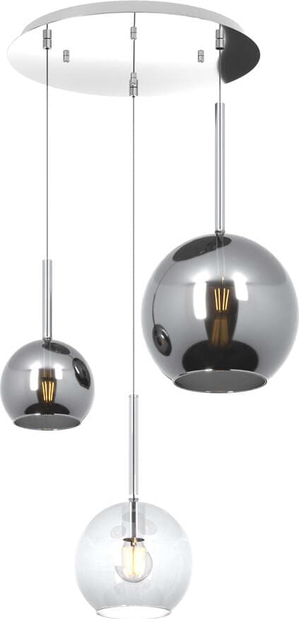 Sospensione-Contemp.-Tonda-Future-Metallo-Cromo-Vetro-Trasp.-E-Cromo-3-Luci-E27