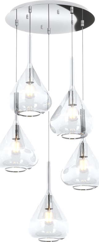 Sospensione-Contemp-Tonda-Kona-Metallo-Cromo-Vetro-Trasparente-5-Luci-E27