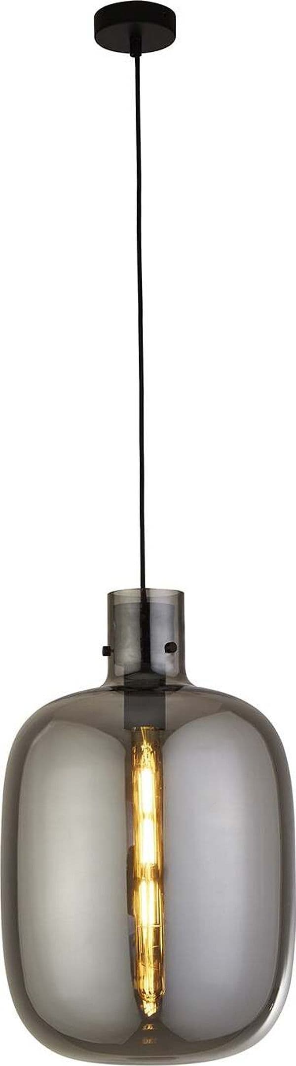 Sospensione-Contemporanea-Barile-Acciaio-Nero-Vetro-1-Luce-E27