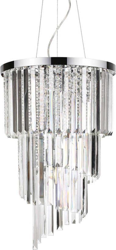 Sospensione-Contemporanea-Carlton-Metallo-Cristallo-Cromo-8-Luci-E14