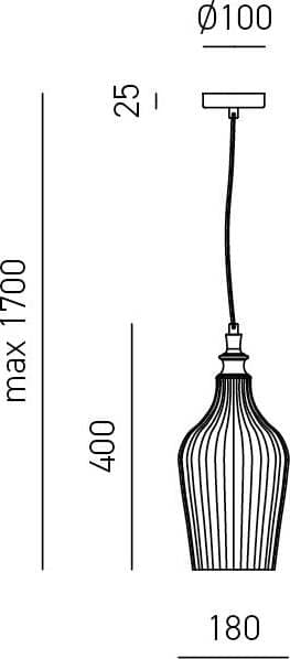 Sospensione-Contemporanea-Cleofe-Metallo-Cromo-Vetro-Ocra-1-Luce-E27-D.18Cm
