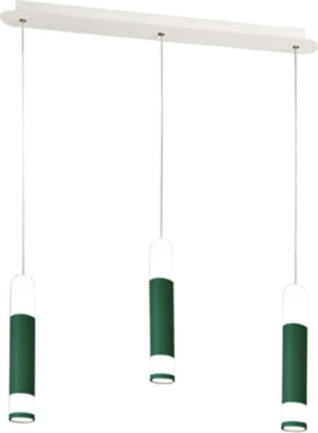Sospensione Contemporanea Derby Verde Bosco Led 3X5+5W