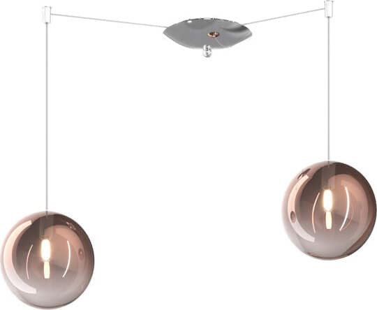 Sospensione-Contemporanea-Eclipse-Metallo-Cromo-Vetro-Rame-2-Luci-G9