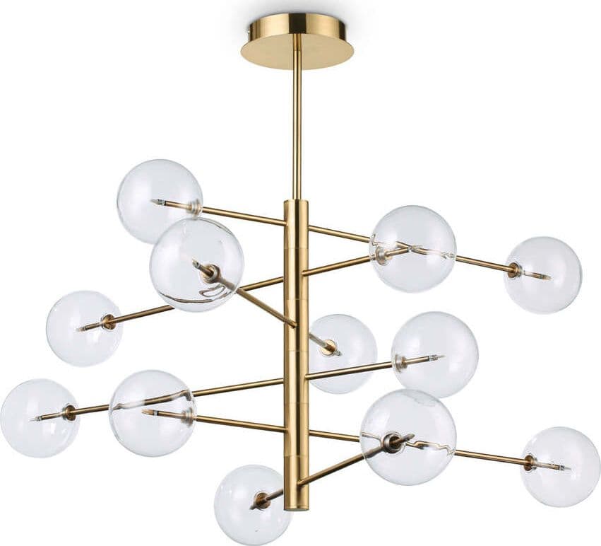Sospensione-Contemporanea-Equinoxe-Metallo-Ottone-12-Luci-2W-3000K-Luce-Calda
