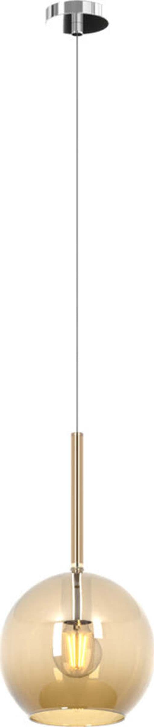 Sospensione-Contemporanea-Future-Metallo-Cromo-Vetro-Ambra-1-Luce-E27-D.20Cm
