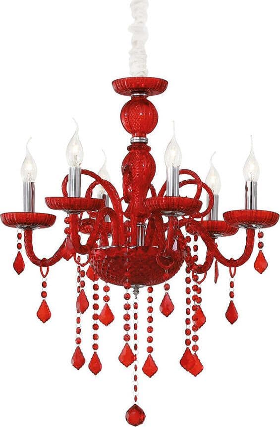 Sospensione-Contemporanea-Giudecca-Metallo-Cristallo-Rosso-6-Luci-E14