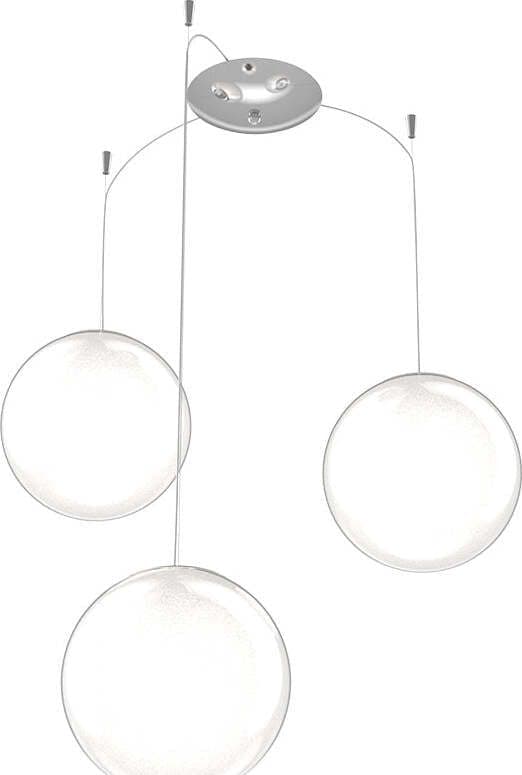 Sospensione-Contemporanea-Glitter-Metallo-Cromo-Vetro-Soffiato-Trasp-3-Luci-E14