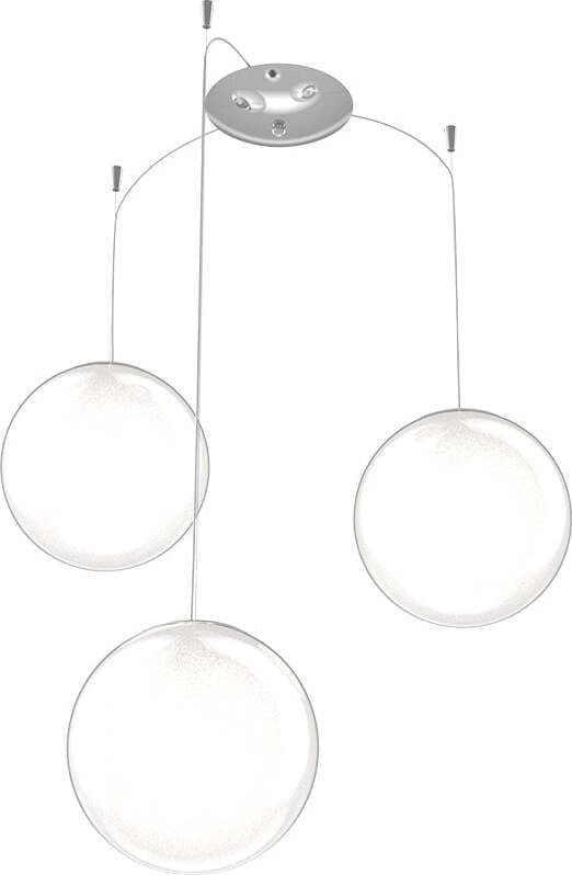 Sospensione-Contemporanea-Glitter-Metallo-Cromo-Vetro-Soffiato-Trasp-3-Luci-E14