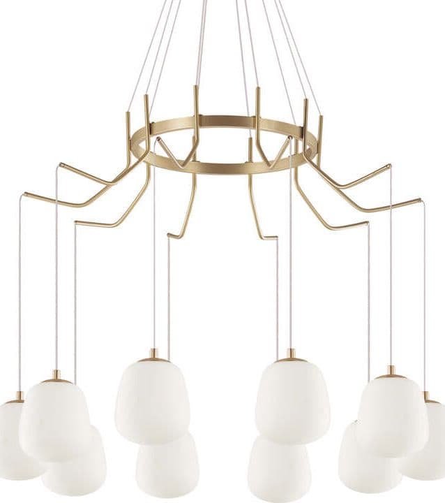 Sospensione-Contemporanea-Karousel-Metallo-Ottone-10-Luci-G9-3W-3000K-Luce-Calda