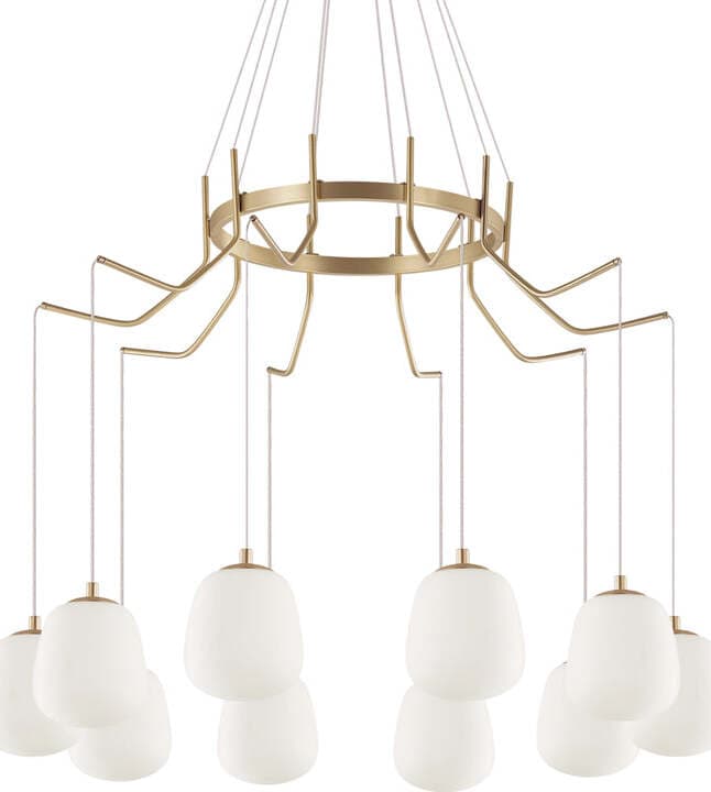 Sospensione-Contemporanea-Karousel-Metallo-Ottone-10-Luci-G9-3W-3000K-Luce-Calda
