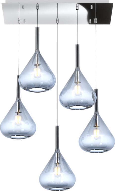 Sospensione-Contemporanea-Kona-Metallo-Cromo-Vetro-Blu-5-Luci-E27
