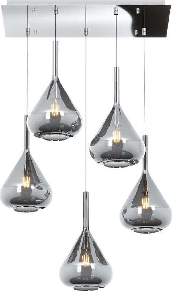 Sospensione-Contemporanea-Kona-Metallo-Cromo-Vetro-Fumè-5-Luci-E27