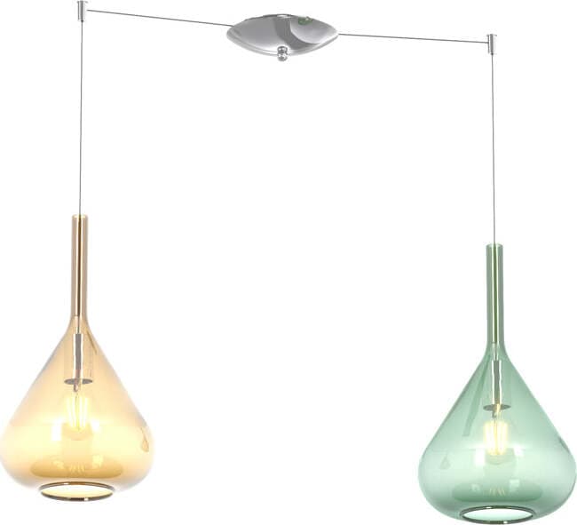 Sospensione-Contemporanea-Kona-Metallo-Cromo-Vetro-Multicolor-2-Luci-E27