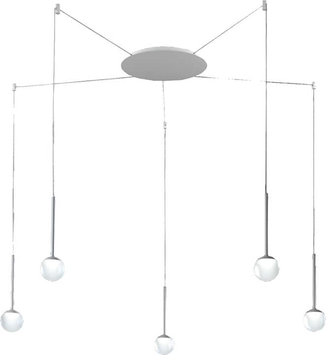 Sospensione-Contemporanea-Lollypop-Cavi-Distanziati-Metallo-Bianco-Led-35W