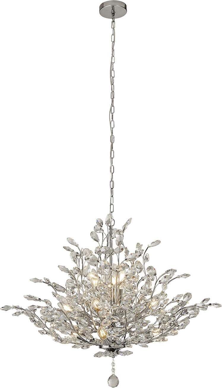 Sospensione-Contemporanea-Mazzo-Acciaio-Cromo-Vetro-Trasparente-11-Luce-E14