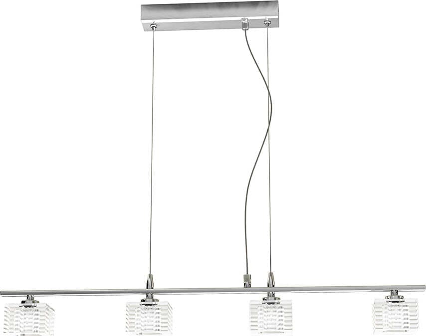 Sospensione-Contemporanea-Metropolitan-Metallo-Cromo-Vetro-Trasparente-4-Luci-G9