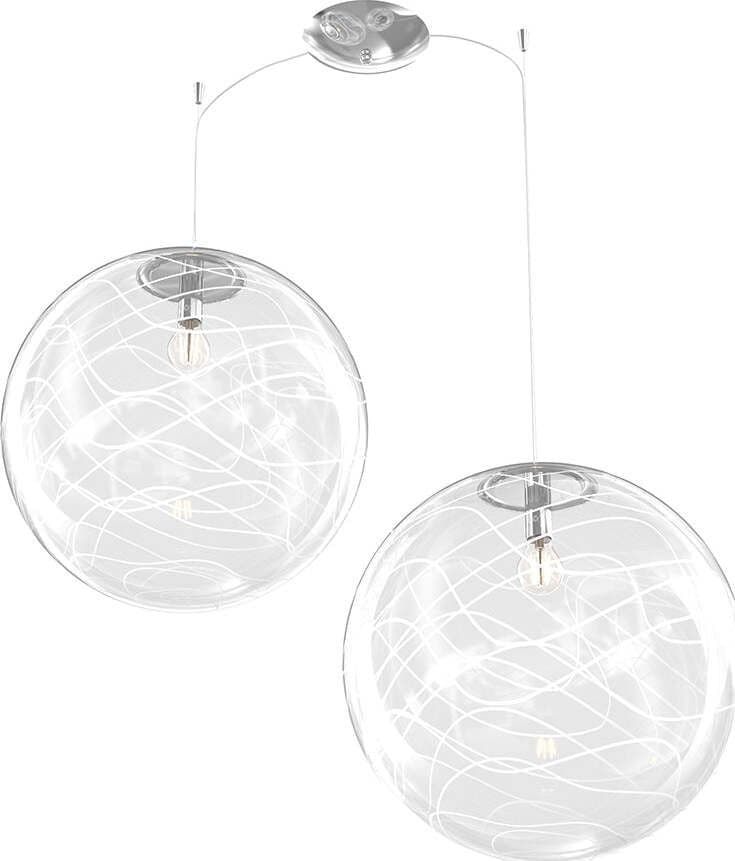 Sospensione-Contemporanea-Moon-Metallo-Cromo-Vetro-Bianco-2-Luci-E27-D.40Cm