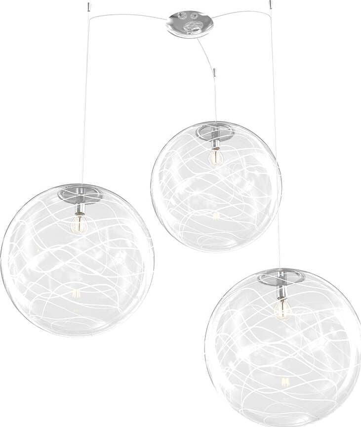 Sospensione-Contemporanea-Moon-Metallo-Cromo-Vetro-Bianco-3-Luci-E27-D.40Cm