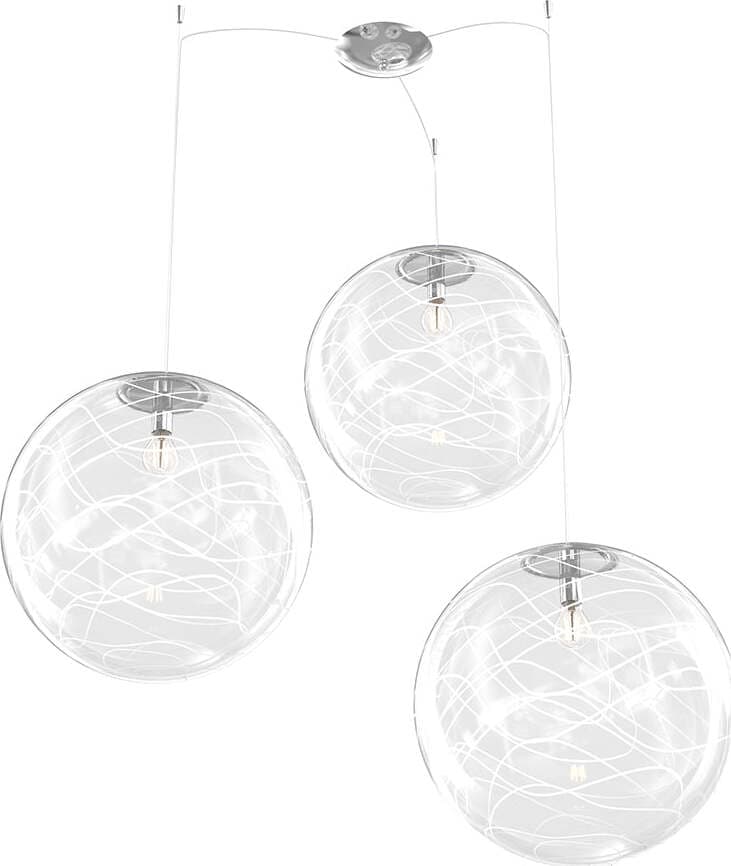 Sospensione-Contemporanea-Moon-Metallo-Cromo-Vetro-Bianco-3-Luci-E27-D.40Cm