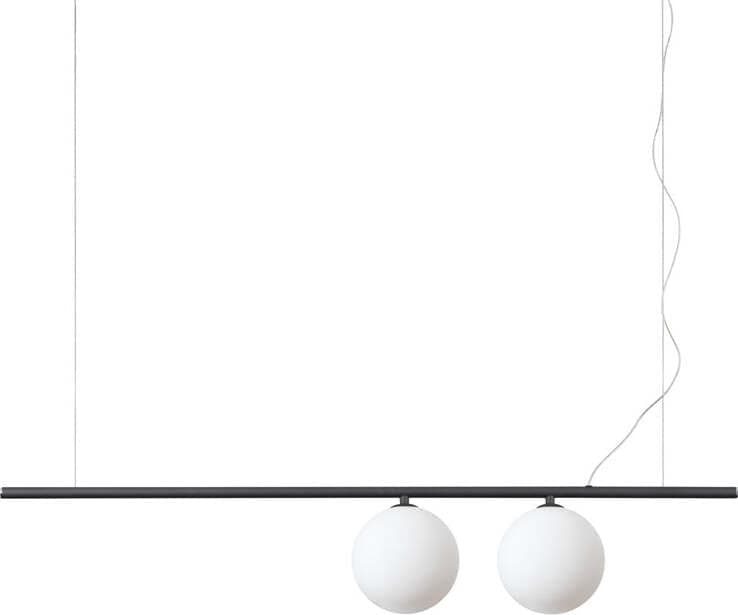 Sospensione-Contemporanea-Perline-Metallo-Nero-2-Luci-G9-3W-3000K-Luce-Calda