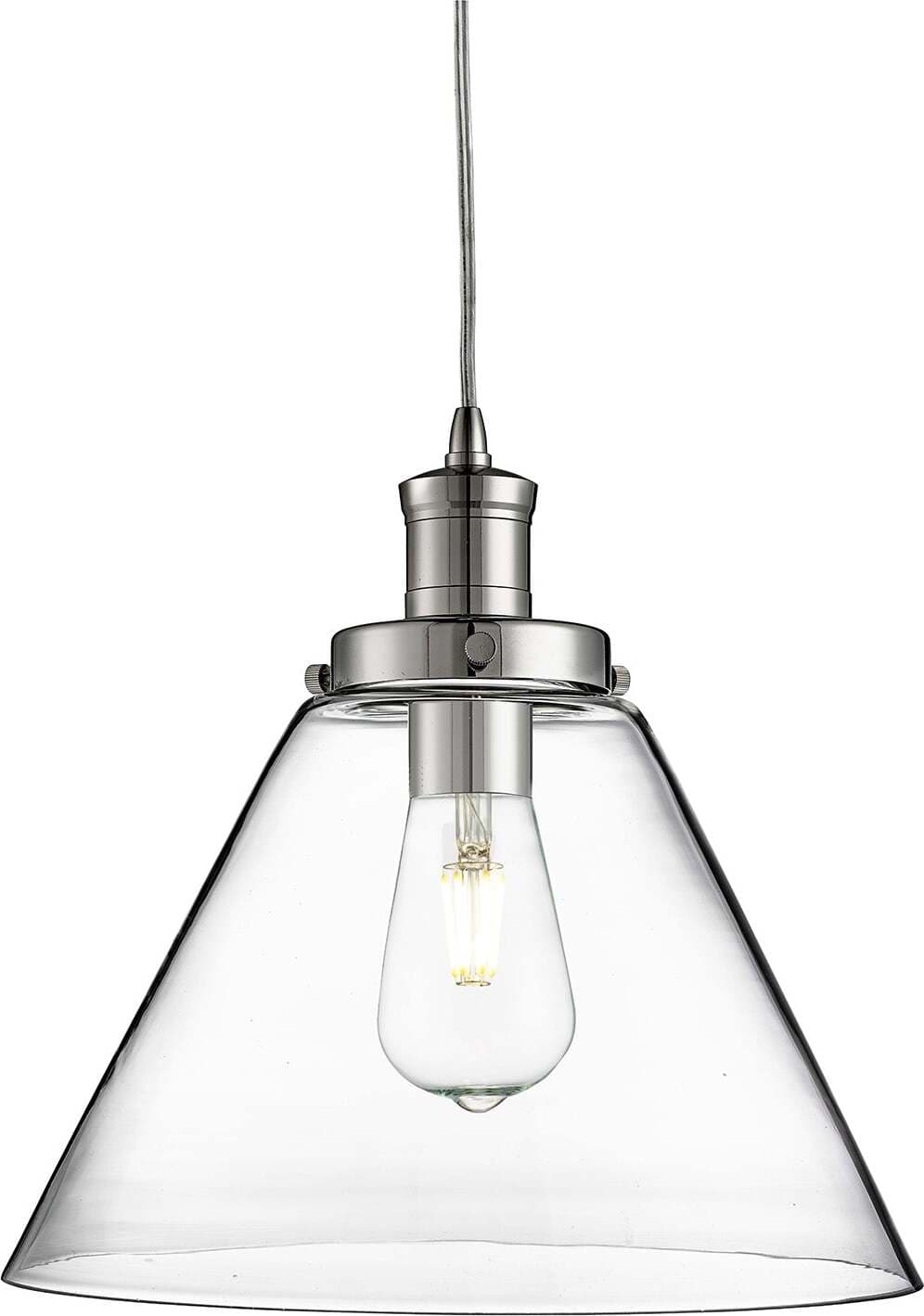Sospensione-Contemporanea-Piramide-Acciaio-Cromo-Vetro-Trasparente-1-Luce-E27