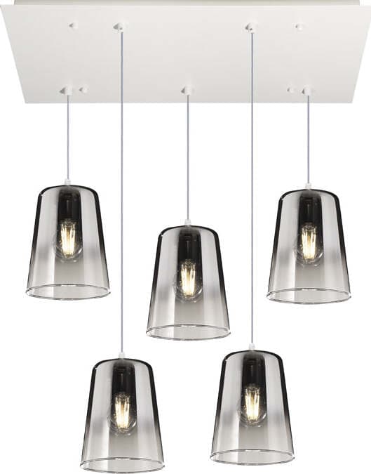 Sospensione-Contemporanea-Rett.-Shaded-Metallo-Bianco-Vetro-Cromo-5-Luci-E27