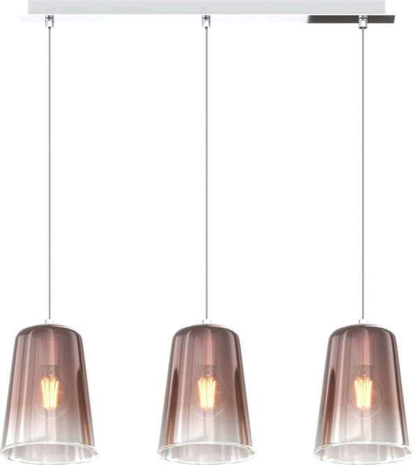 Sospensione-Contemporanea-Rett.-Shaded-Metallo-Cromo-Vetro-Rame-3-Luci-E27