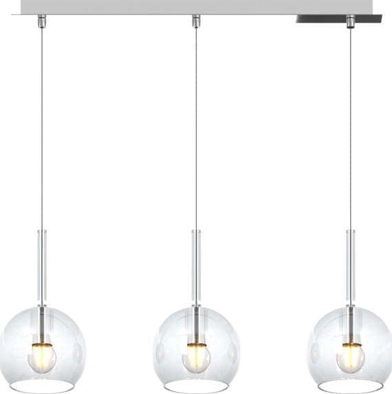 Sospensione-Contemporanea-Rosone-Rett.-Future-Met.-Cromo-Vetro-Trasp.-3-Luci-E27