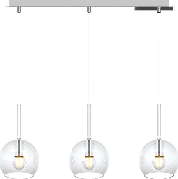 Sospensione-Contemporanea-Rosone-Rett.-Future-Met.-Cromo-Vetro-Trasp.-3-Luci-E27
