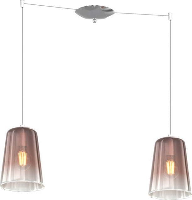 Sospensione-Contemporanea-Shaded-Metallo-Cromo-Vetro-Rame-2-Luci-E27