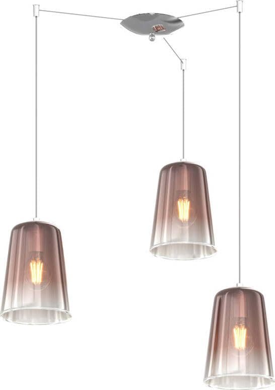 Sospensione-Contemporanea-Shaded-Metallo-Cromo-Vetro-Rame-3-Luci-E27